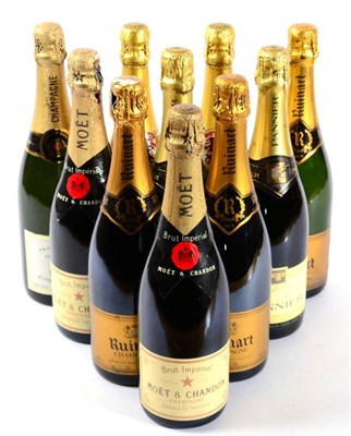 Lot 2201 - Champagne Ruinart 3 bottles, Moet & Chandon 2 bottles, Champagne Pannier 2 bottles, Champagne Lelac