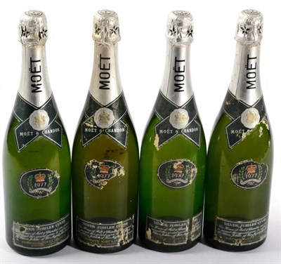 Lot 2213 - Moet & Chandon 1977 Silver Jubilee 4 bottles, all good levels into the bubble