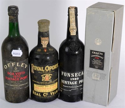 Lot 2258 - Fonseca Vintage Port 1980 1 bottle, Offley Boa Vista Vintage Port 1970 1 bottle, Royal Oporto...