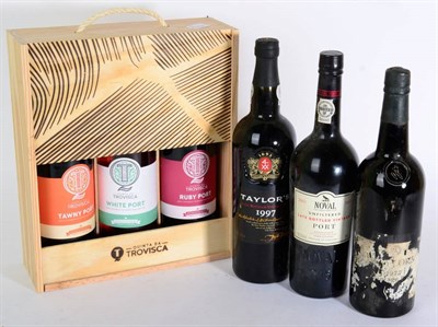 Lot 2263 - Quinta da Trovisca box comprising Tawny, White and Ruby Ports, Noval LBV 2003 1 bottle, Taylor...