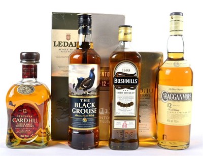 Lot 2349 - Cardhu Gold Reserve, Bushmills, Black Grouse, Cardhu 12 years, Cragganmore 12 years, Ledaig,...