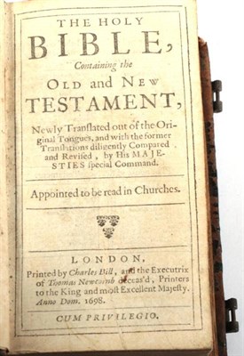 Lot 9 - The Holy Bible [KJV] Containing the Old and New Testament. Printed by Charles Bill, and the...