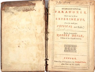 Lot 35 - Boyle, Robert Hydrostatical Paradoxes Made out by New Experiments (For the most part Physical...