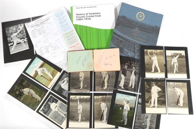 Lot 76 - Cricket Ephemera Twenty-one postcards of Yorkshire cricketers from Lord Hawke to Geoffrey...
