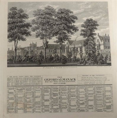Lot 81 - OxfordThe Oxford Almanack, 1773, 1783, 1787. Four large broadsides with engraved Oxford scenes...