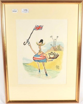 Lot 170 - Arnold Roth (b.1929) 'True Brit', signed, pen, ink and watercolour, 37cm by 28cm