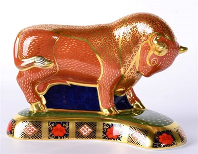 Lot 8 - A Royal Crown Derby Imari paperweight, Harrods Bull