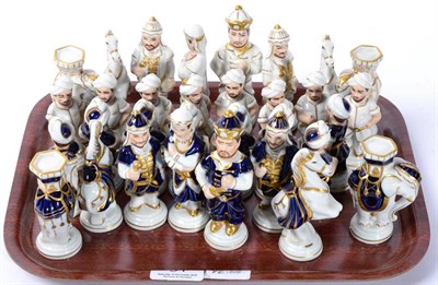 Lot 91 - A Royal Dux figural porcelain chess set after a Meissen design (a.f.)