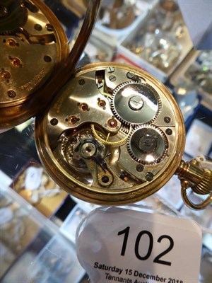 Lot 102 - A 9 carat gold cased open faced pocket watch