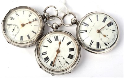 Lot 110 - Three silver open faced pocket watches