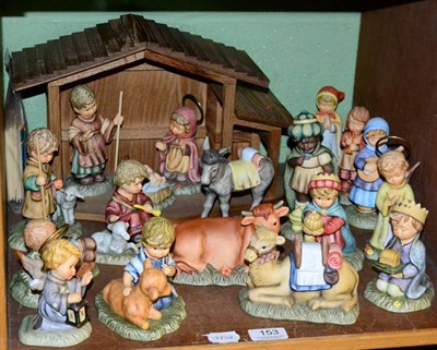 Lot 153 - A Goebel Berta Hummel Nativity collection, comprising eighteen figures with certificates and wooden