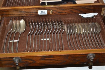 Lot 157 - A service of electroplated flatware, in a fitted three tier canteen