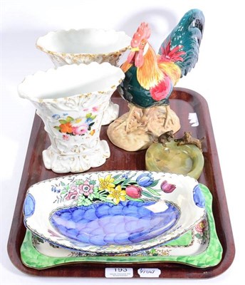 Lot 193 - A selection of ceramic items comprising of a Beswick cockerel 'Leghorn'; Maling oval bowl; a Maling