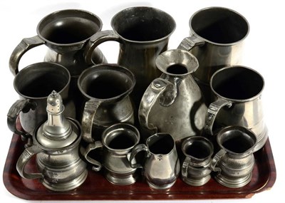 Lot 199 - A group of 19th century English pewter measures and tankards