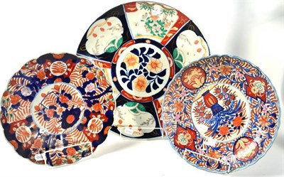 Lot 206 - A large Japanese Imari charger, together with two smaller, Meiji period (3)