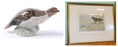 Lot 220 - A Henry Wilkinson engraving of a flat coated retriever and partridge; and a Royal Copenhagen...