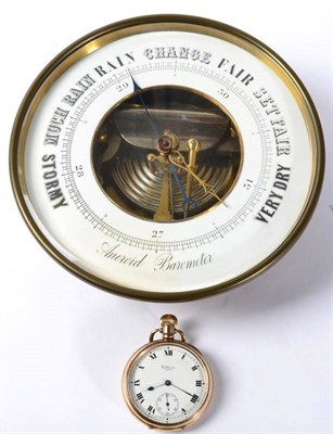 Lot 229 - A Waltham gold plated pocket watch; and an aneroid barometer (2)