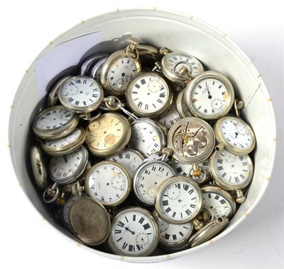 Lot 233 - A quantity of British Railway nickel plated pocket watches and other nickel plated pocket...