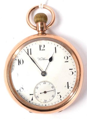 Lot 238 - A 9 carat gold open faced pocket watch, signed Waltham
