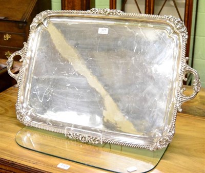Lot 377 - A large electroplated twin handled tray