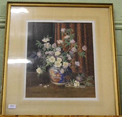 Lot 1001 - British School (20th century), Still life with Chinese vase, watercolour, 44.5cm by 37cm