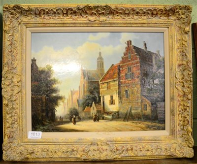 Lot 1013 - David Ronald (20th century) Dutch street scene, signed, oil on panel, 29cm by 39cm