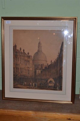 Lot 1017 - J Girtin (18th/19th century), A View of St Paul's, signed watercolour, 50cm by 42.5cm