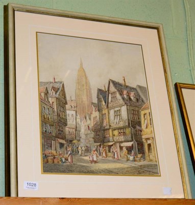 Lot 1028 - Henry Schafer, St Bartholomew Cathedral, Frankfurt, signed, watercolour, 43.5cm by 34cm