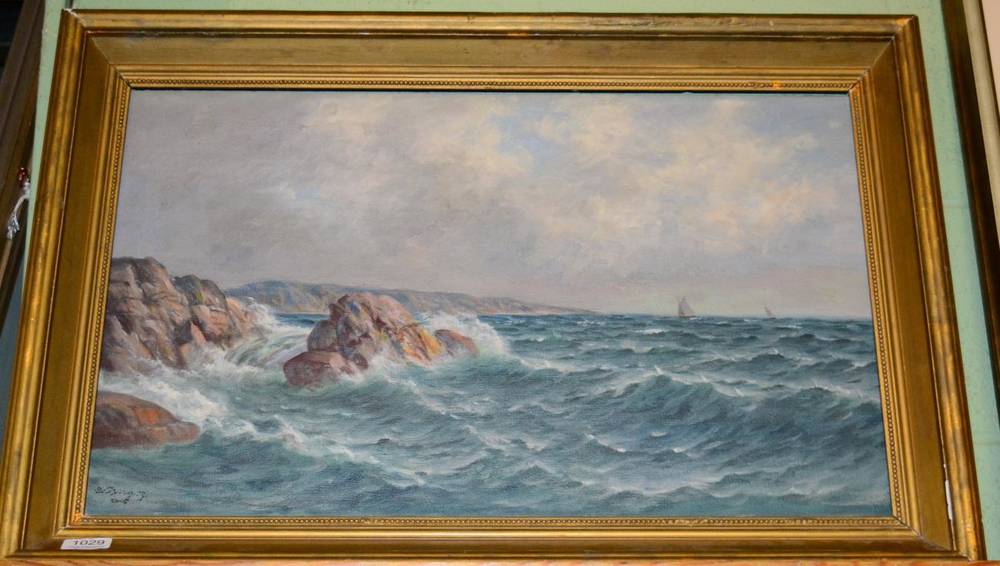 Lot 1029 - Attributed to Carl Oscar Borg, seascape, oil on canvas, 41cm by 66cm