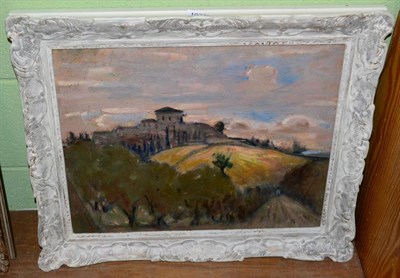 Lot 1033 - Harold Latham R.I. (1888-1971) Tuscan landscape, signed, oil on board, 39cm by 49.5cm