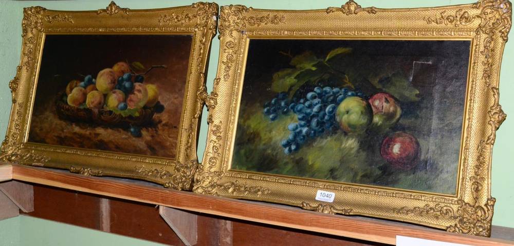 Lot 1040 - J B Oliver (19th/20th century), a pair of still lifes of fruit, signed, oil on canvas, 29.5cm...