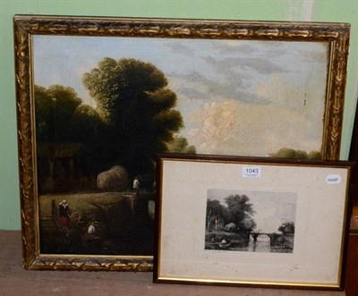 Lot 1043 - Attributed to Leon Gaucherel (French 1818-1886) Horses and cart crossing bridge in wooded...