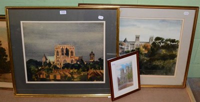 Lot 1045 - Keith Groom, York Minster, signed and dated (1975), watercolour; together with a further signed and