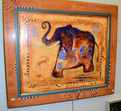 Lot 1058 - * Cass (Contemporary) French, Elephant, oil on canvas, 80cm by 99cm