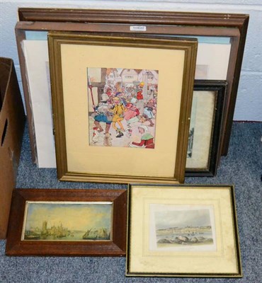 Lot 1060 - Three oil on boards depicting landscape and woodland scenes, an unframed print ''The Lion Inn''...