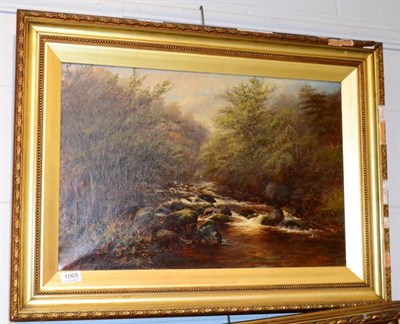 Lot 1068 - English School (19th century), Woodland Stream, indistinctly signed, oil on canvas