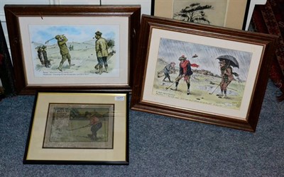 Lot 1077 - After R Bailey, ''A Rough day at Muirfield'', print; together with a companion and a further...