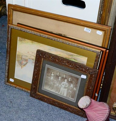 Lot 1079 - Various paintings and prints including Ernest T Potter (19/20th century) village scene, signed...