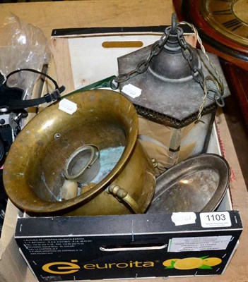 Lot 1103 - Miscellaneous items comprising a small lantern; a small copper planter