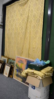Lot 1162 - Four pairs of matching ivory damask curtains, all approximately 280-290cm drop, three pairs...