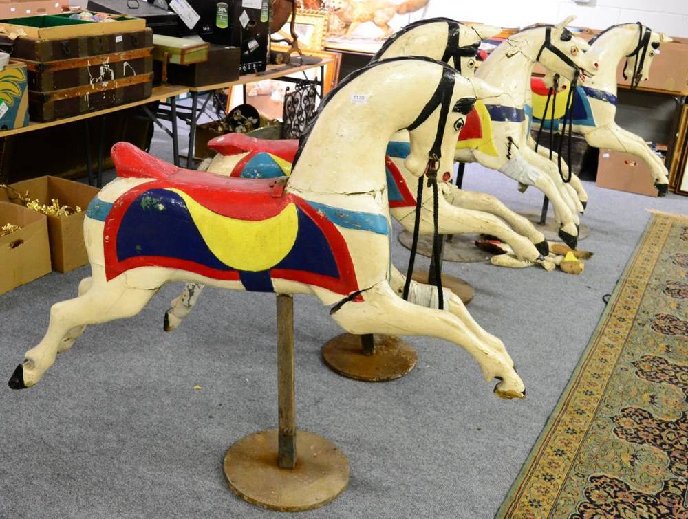 Lot 1170 - An early 20th century wooden carousel horse (a.f)