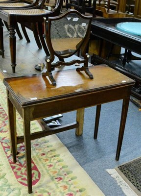 Lot 1194 - George III mahogany fold over tea table, together with a 19th century mahogany toilet mirror
