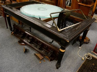 Lot 1201 - A 19th century ebonised table, lacking substantial marble top (a.f.)