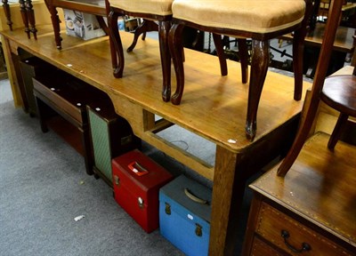 Lot 1204 - A reproduction tray top occasional table, an Edwardian mahogany kneehole desk, two early...