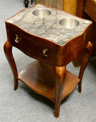 Lot 1213 - A continental fruit wood marble topped wine cooler table