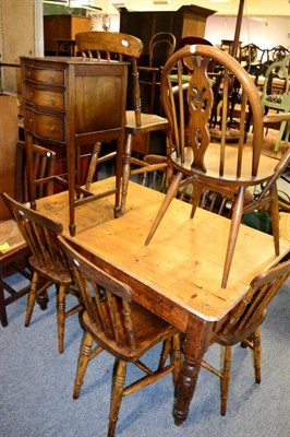 Lot 1225 - A Victorian pine kitchen table, with drawer, on turned legs, 112cm by 74.5cm by 70cm