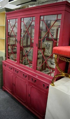 Lot 1230 - A painted astragal glazed bookcase cabinet