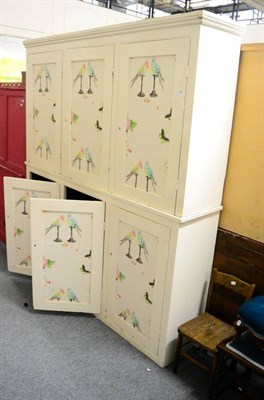 Lot 1234 - A painted Victorian pine press cupboard