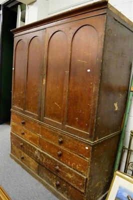 Lot 1239 - A substantial Victorian pitch pine linen press