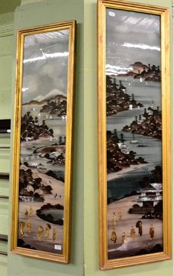 Lot 1270 - A pair of Japanese wall panels